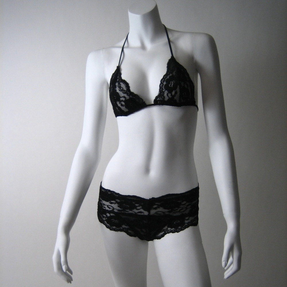 New sexy 2 pc black lace lingerie